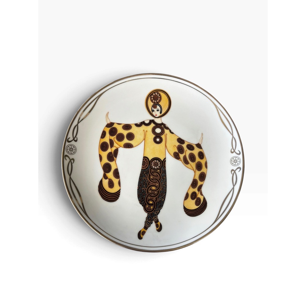 Franklin Mint House of Erte Willow Tree Plate 8in White Gold Art Deco Vintage